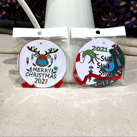 NEW! 2021 Pandemic Christmas Ornaments, Set of 2 - Picture 1 of 6